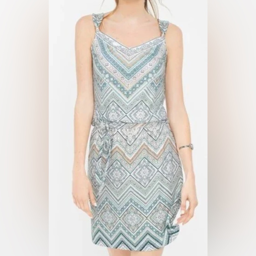 WHBM Printed Blouson size S fully lined Elastic waist Self sash. Pullover style